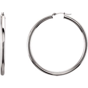 FB Jewels Solid 14K White Gold 3mm Puff Circle Stud Earrings FB Jewels Solid 14K White Gold 3mm Puff Circle Stud Earrings